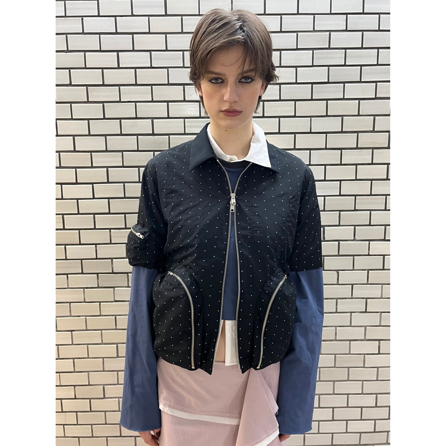 DOT JACQUARD HALF SLEEVE JACKET