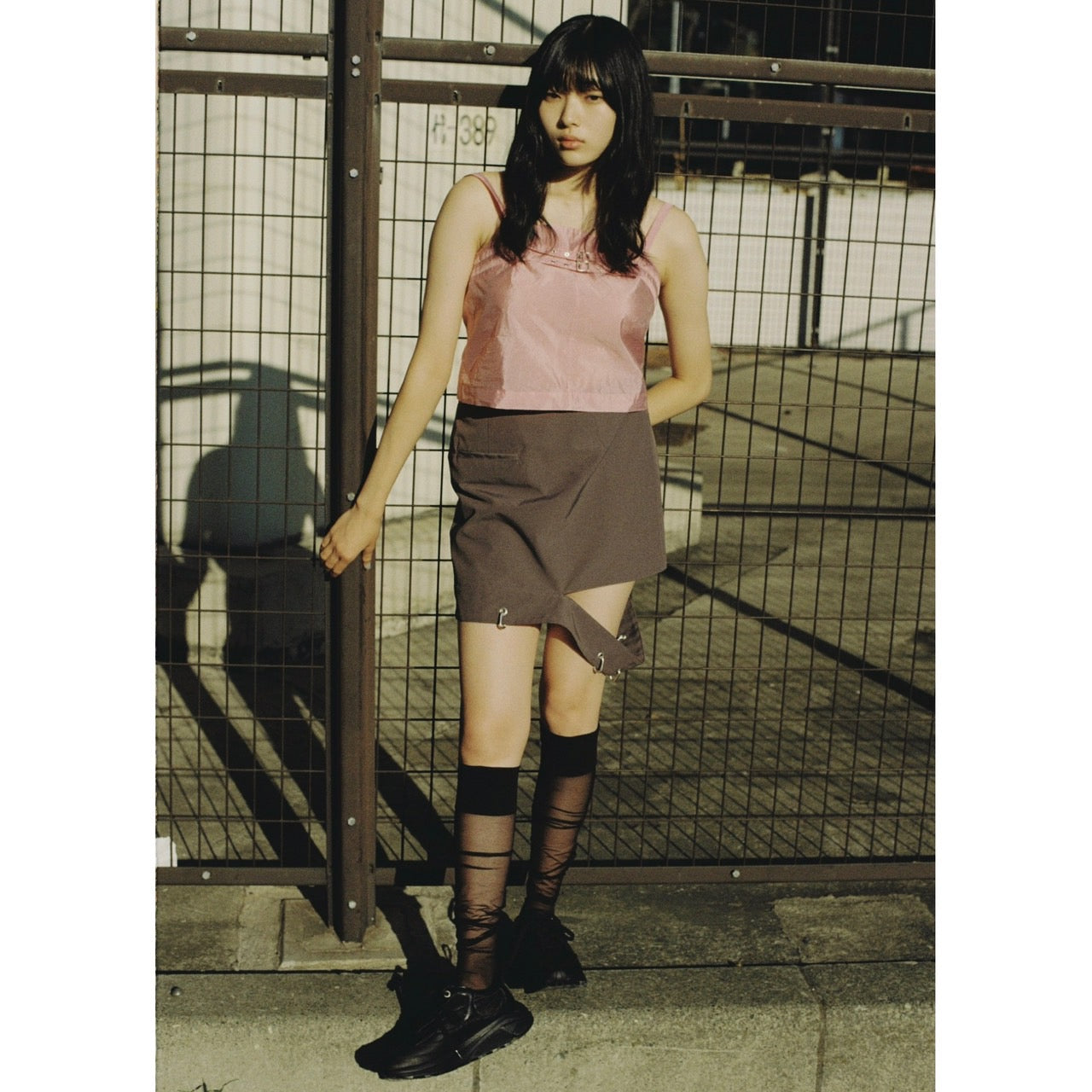 DOUBLE BELTED TAFFETA CAMISOLE