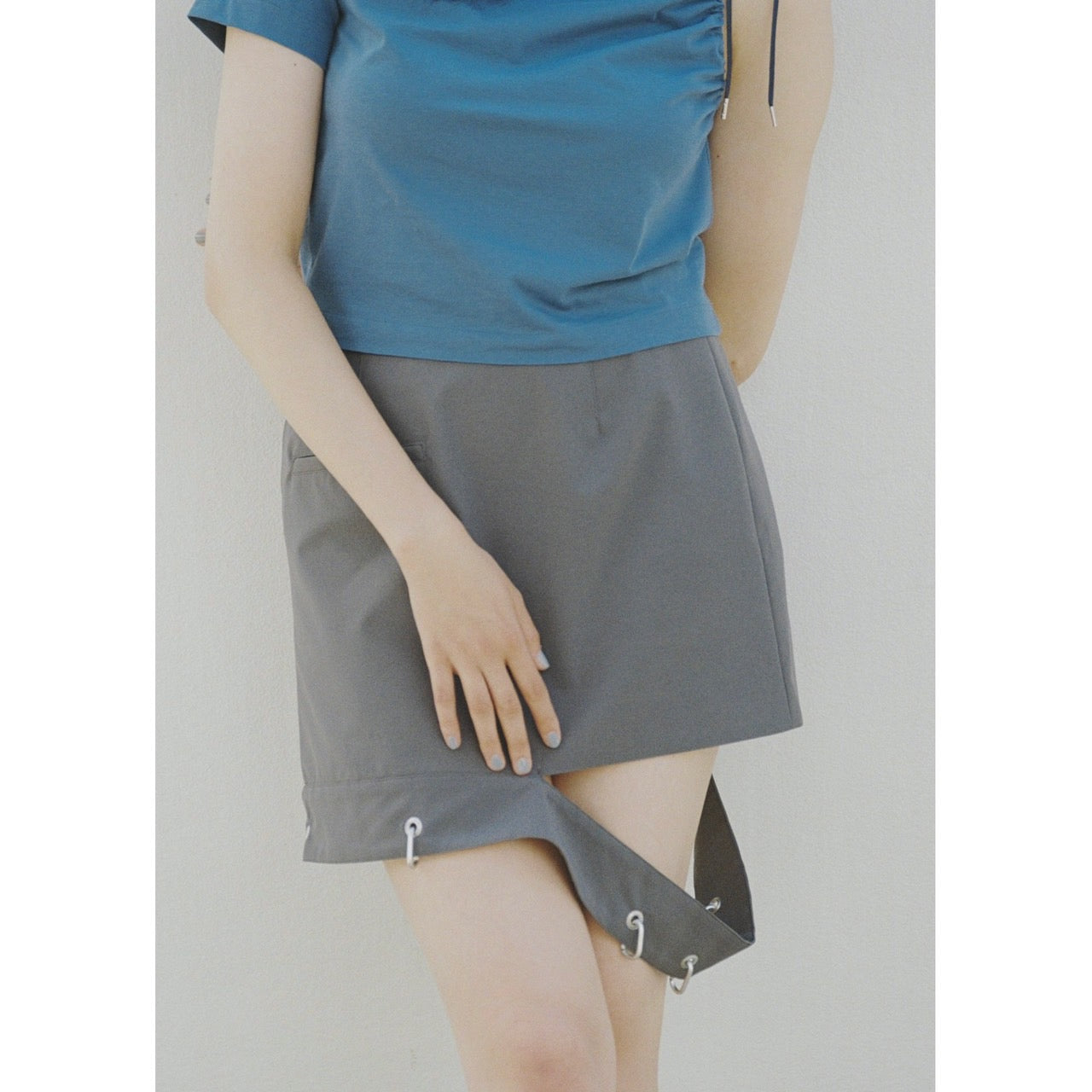 ECO WETHERCLOTH CUTOUT MINI SKIRT
