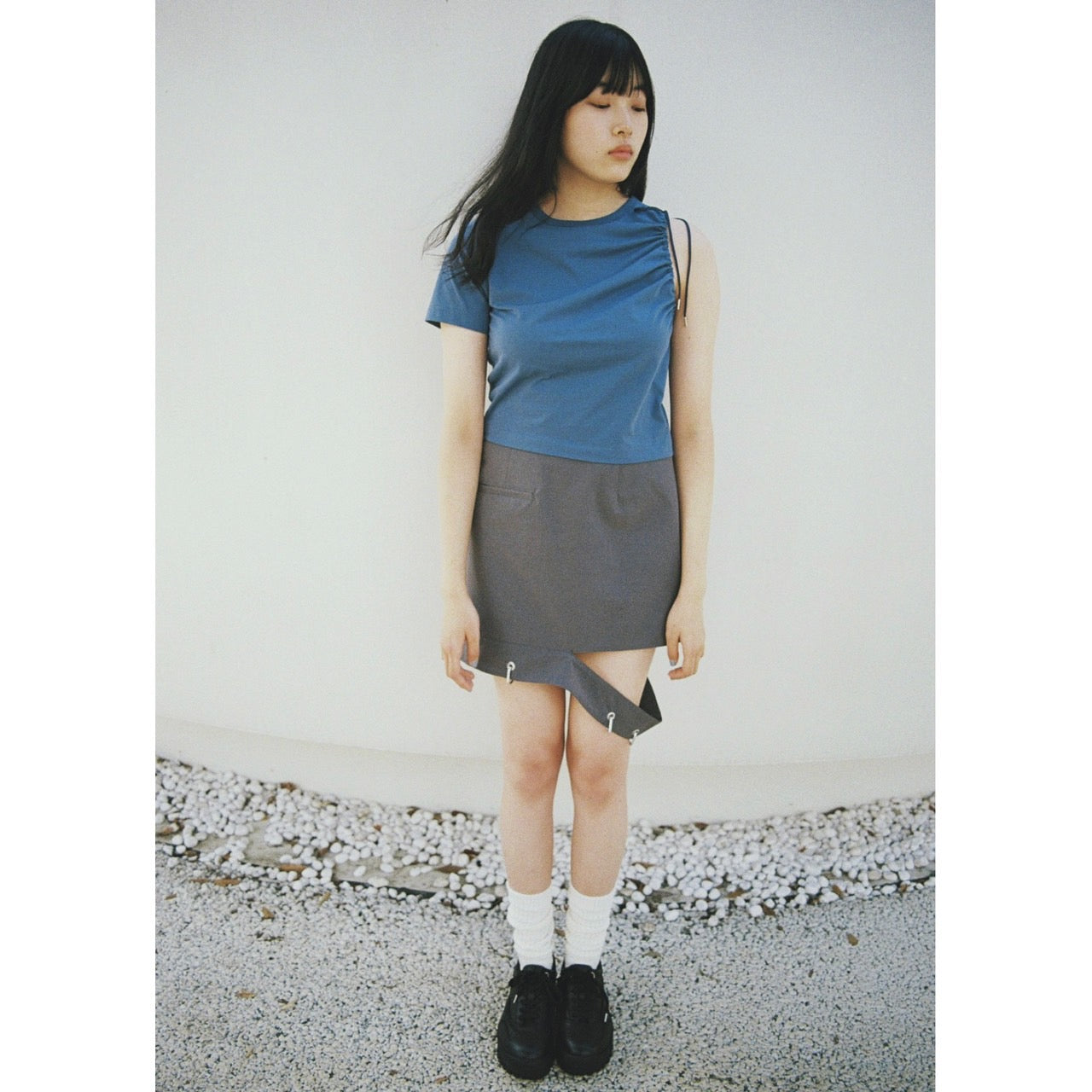 ECO WETHERCLOTH CUTOUT MINI SKIRT