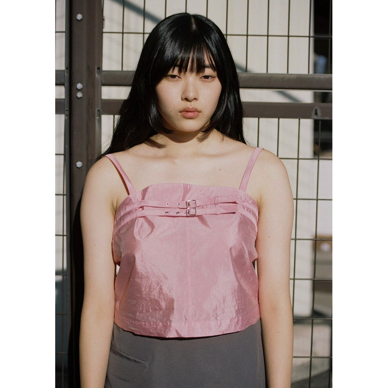 DOUBLE BELTED TAFFETA CAMISOLE