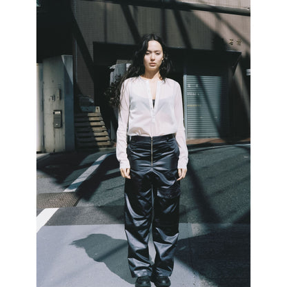 HEAVY SATIN LOOSE STRAIGHT TROUSERS