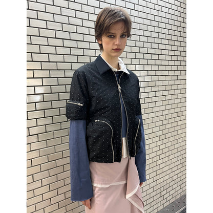 DOT JACQUARD HALF SLEEVE JACKET