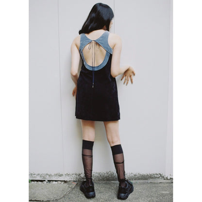 VELVETEEN BI-COLOR MINI DRESS